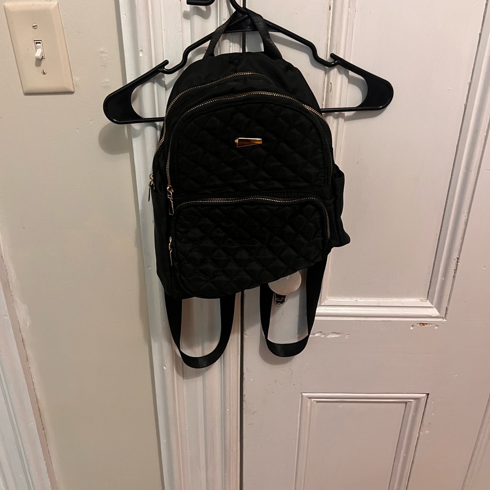 Black Quilted Mini Backpack